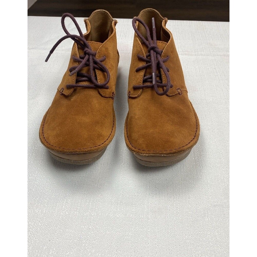 Clarks Artisan Desert Ankle Boots Brown Suede Lace-Up Round Toe Women's 8.5 39.5